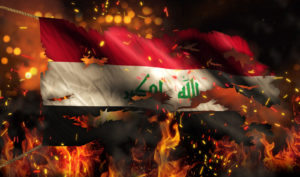 Iraq Burning Fire Flag War Conflict Night 3D