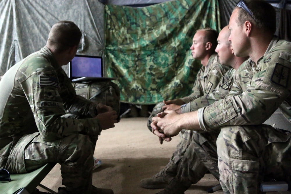 soldiers watching YouTube